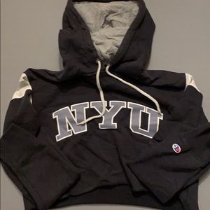 NYU champion crop top hoodie